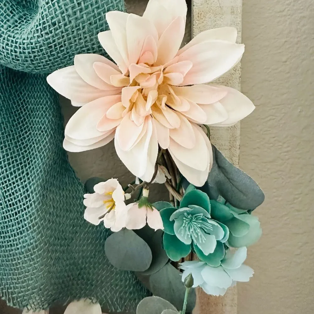 Easter Bunny Spring Farmhouse Floral Rustic Wooden Wreath Wall Decor